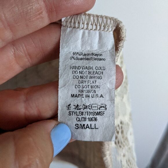 (August Mist) Tan Open Cardigan Lace Sides Small - Picture 2 of 8